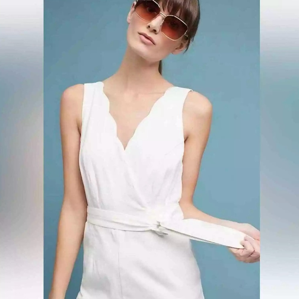 Anthropologie White Wide Leg Jumpsuit